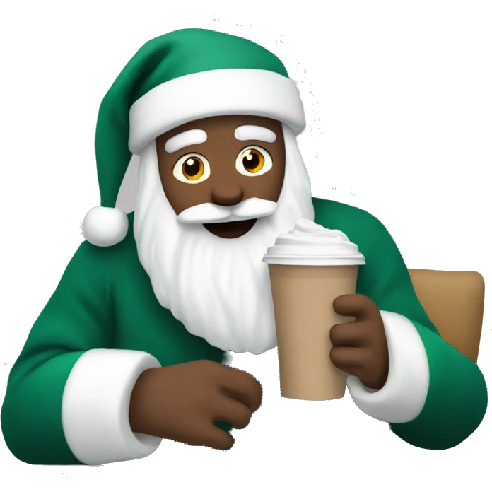 White Santa drinking Starbucks  emoji