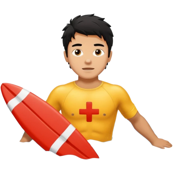 Lifeguard male tanned skin Teenager with Black messy hair swimming to rescue someone emoji