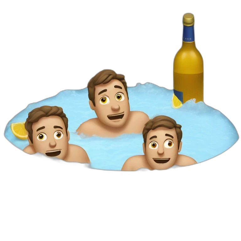 Three drunk men in jaccuzzi emoji