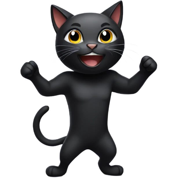 black cat celebrating a win emoji