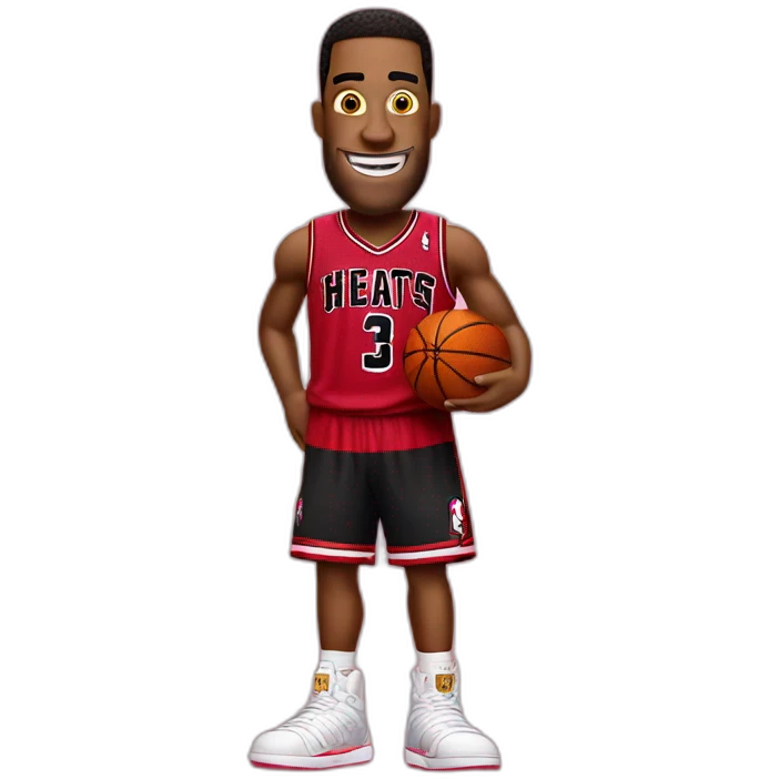 spongebob wearing red miami heat jersey holding basketball emoji