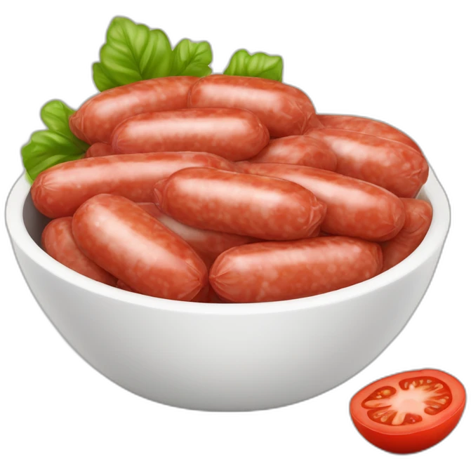 Plein de rondelles de saucisse mélanger à de la sauce tomate sur du riz blanc dans un petit bol emoji