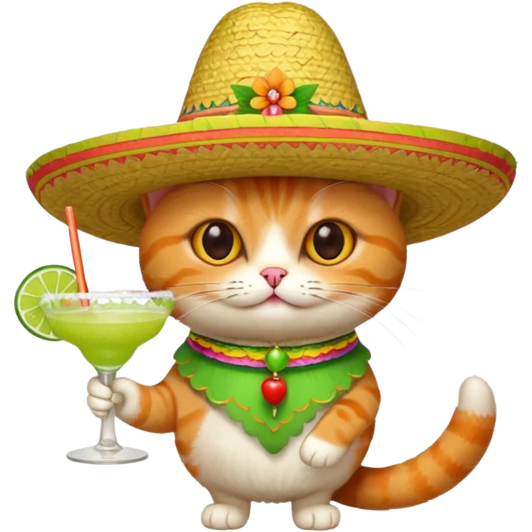 Cat with a margarita and sombrero  emoji