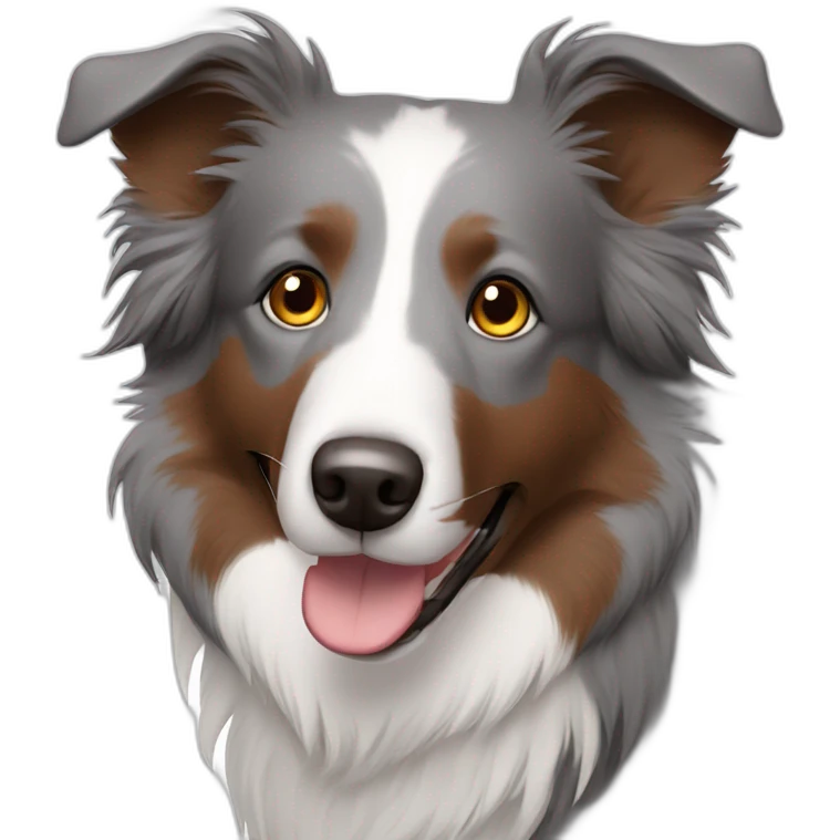 gray colour hair Border collie with Brown eyes emoji
