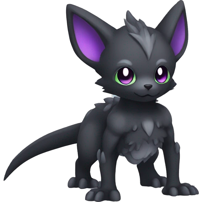 Kawaii edgy fantasy dark-themed animal hybrid Fakemon full body emoji