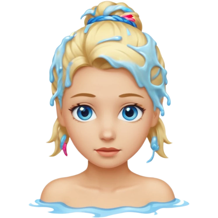 blonde girl with hair up out of shower with blue eyes  emoji