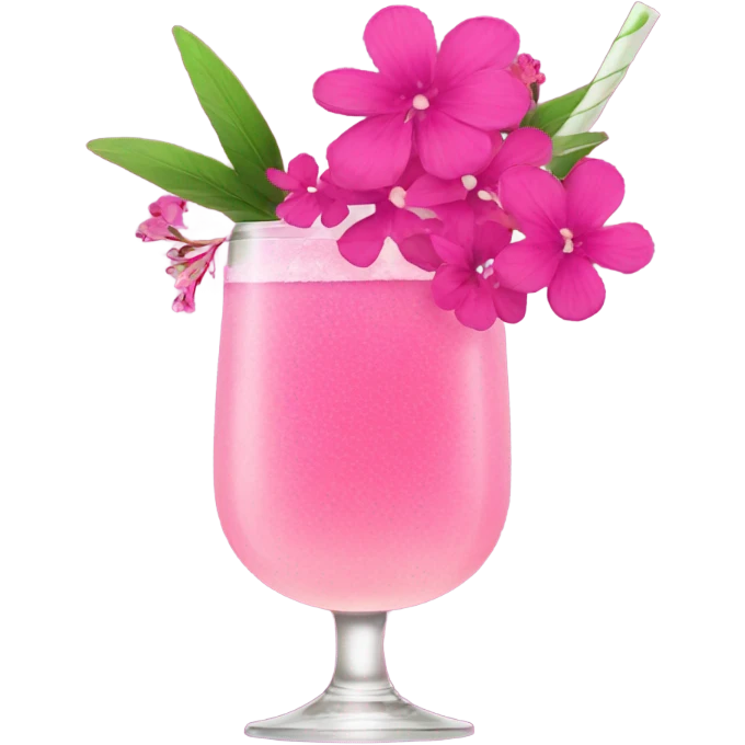 Cocktail with pink flowers emoji