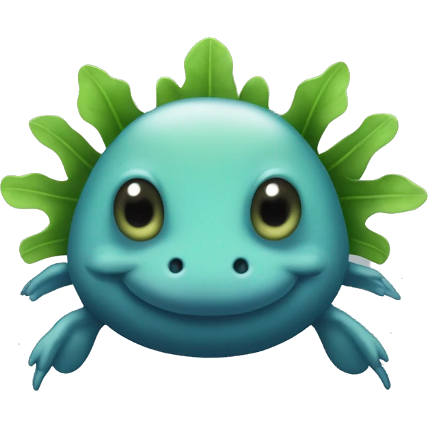 Un axolotl bleu foncé avec ses "oreilles" verte   emoji