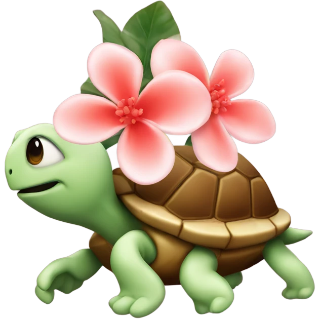 aloha turtle with cherry coral blossoms  emoji