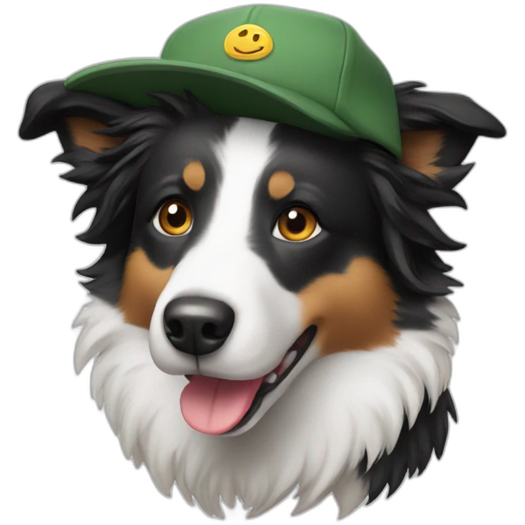 border collie with a cap emoji