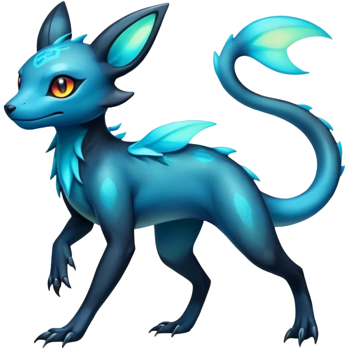 Colorful Iridescent Exotic Salandit-Aurorus-Umbreon-Fakémon-hybrid-creature (full body)  emoji
