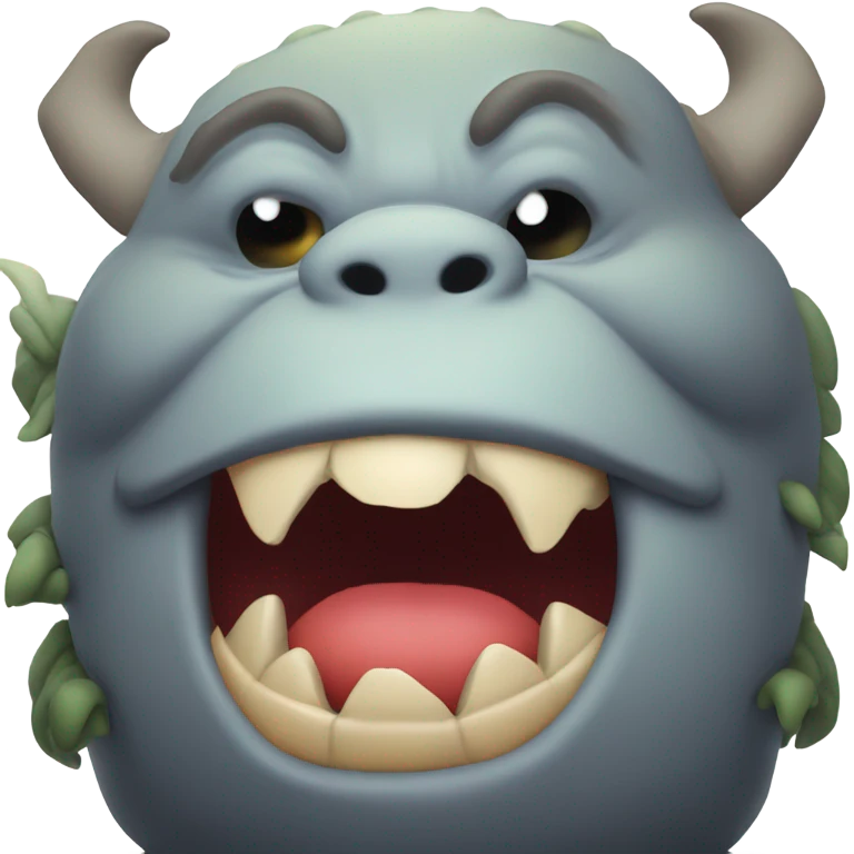 Fat man smooching terrifying creature emoji