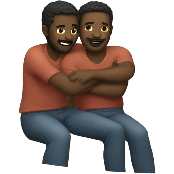 Two men cuddling in a boat emoji