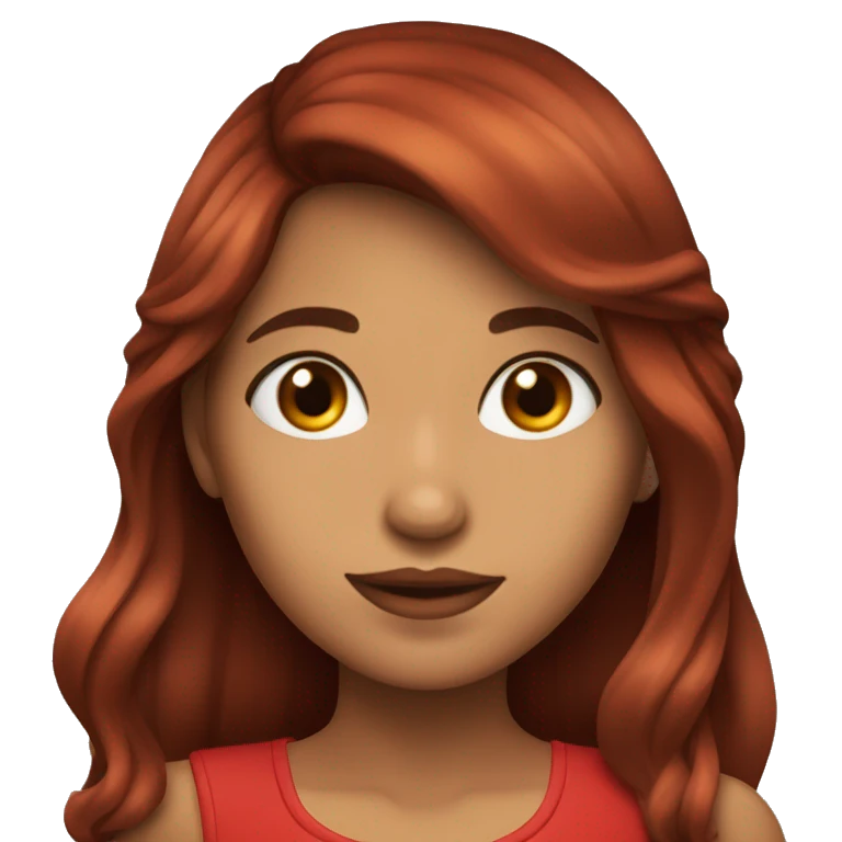  Una chica con cabello rojo largo y ojos marrones  emoji