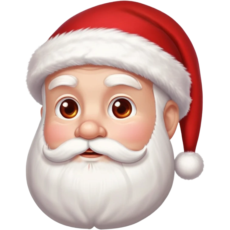 Santa Claus head with rosy cheeks, white beard, and red hat with white trim emoji