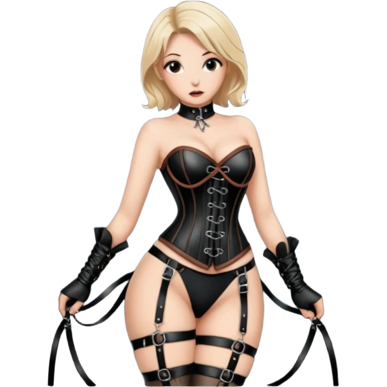 pinup girl in hogtied bondage with stocking emoji