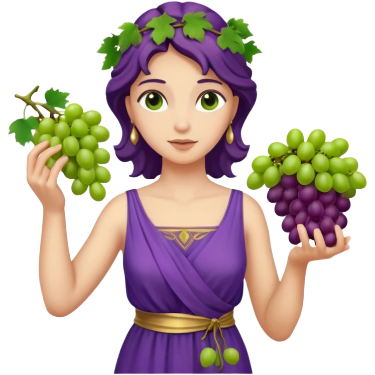 purple dress ancient greek woman  with grape emoji