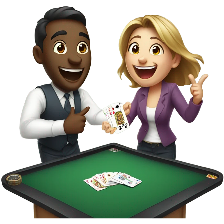 two buddies winning big at blackjack emoji