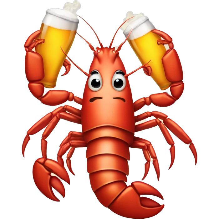 Lobster smoking and holding a beer emoji