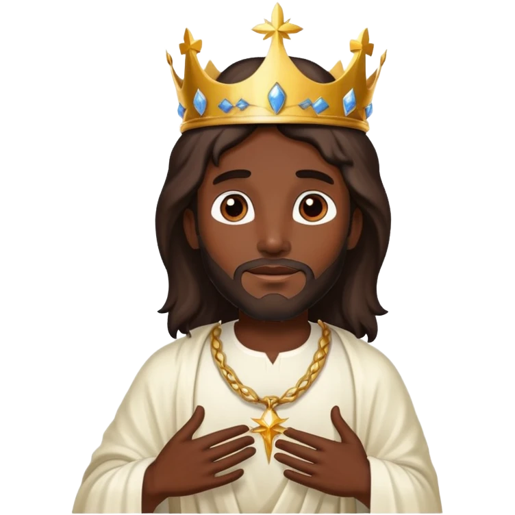 Dark skin christ Jesus with crown in heaven  emoji