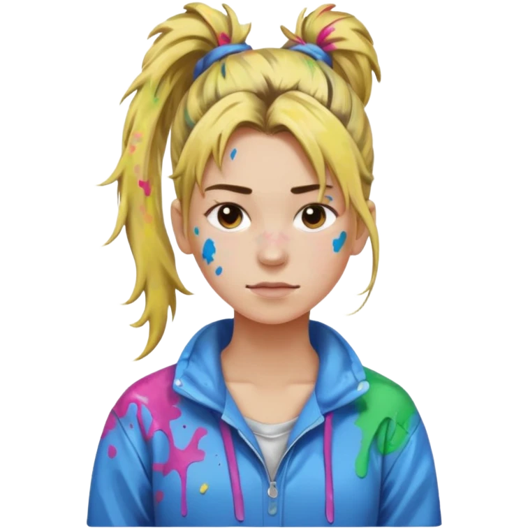 Artist with messy ponytail emoji