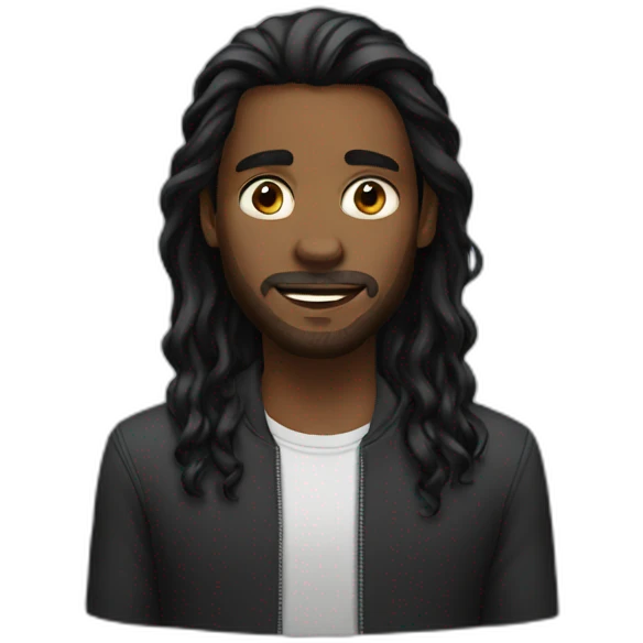 Black Long hair guy emoji