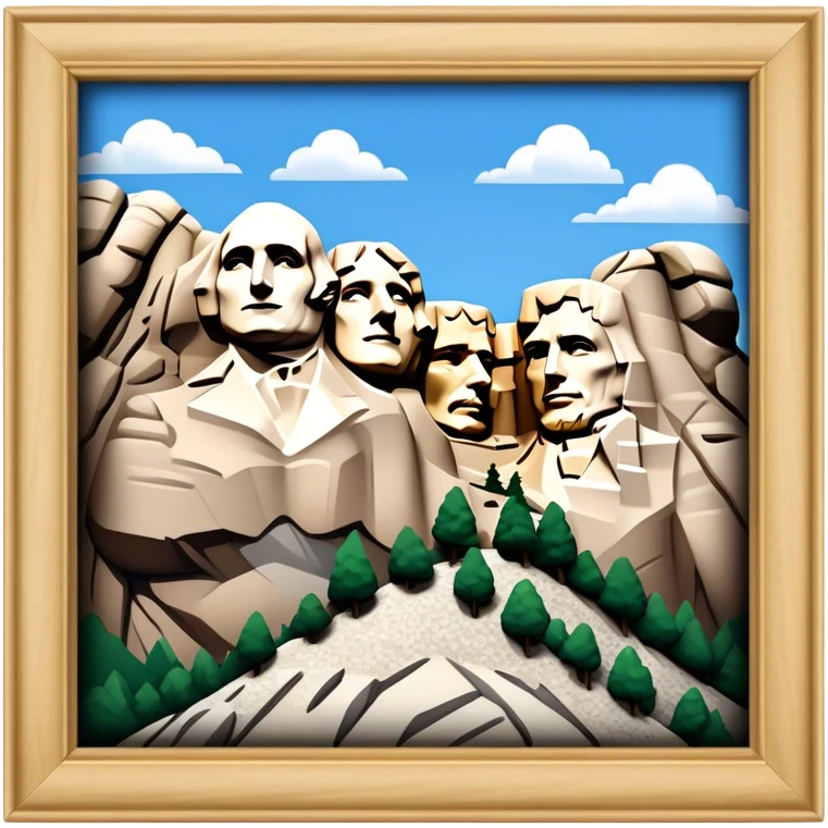 Mount Rushmore Landmark Emoji – Displaying the carved faces of four U.S. presidents in the granite mountainside. emoji