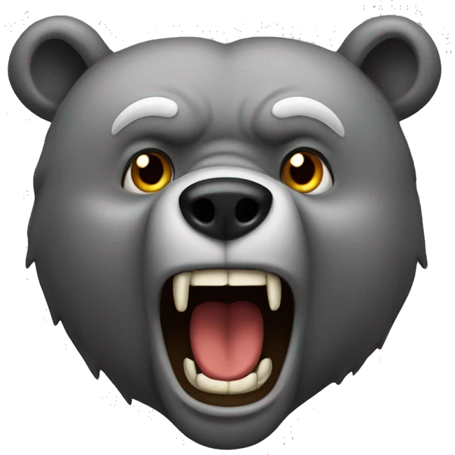 realistic-grey-bear-so-angry-and-screams emoji