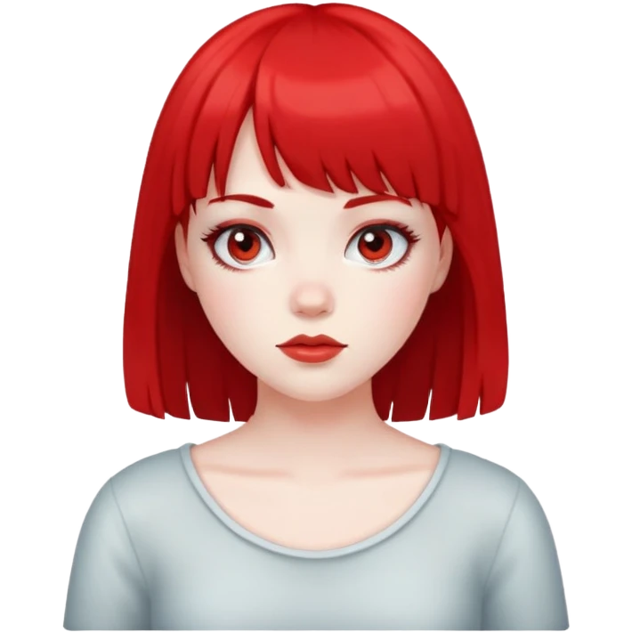Pale girl, black hair red hair and bangs emoji