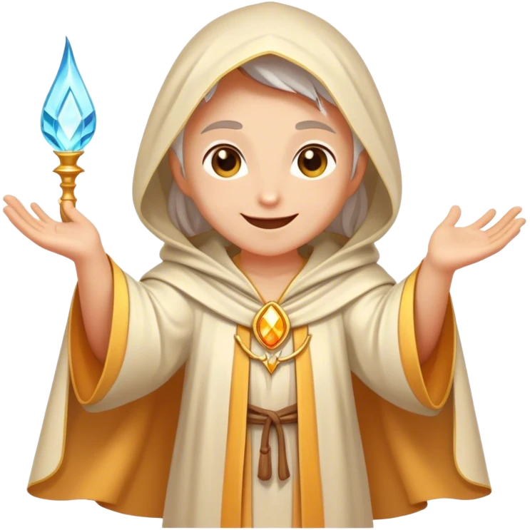 Clash of Clans aesthetic Cheerful Mage Portrait Emoji, With a bright, joyful expression and an aura of radiant magic, showcasing a stylish, robed figure with flowing garments and sparkling eyes in natural skin tone that convey boundless curiosity, Simplified yet expressive features, highly detailed, glowing with a soft, luminous mystical light, high shine, upbeat and wise, stylized with an air of fantastical wizardry, soft glowing outline, capturing the essence of a cheerful mage ready to cast spells of wonder on legendary quests! emoji