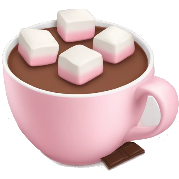 Light Pink mug of hot chocolate with marshmallows  emoji