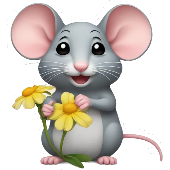 mouse with flower emoji
