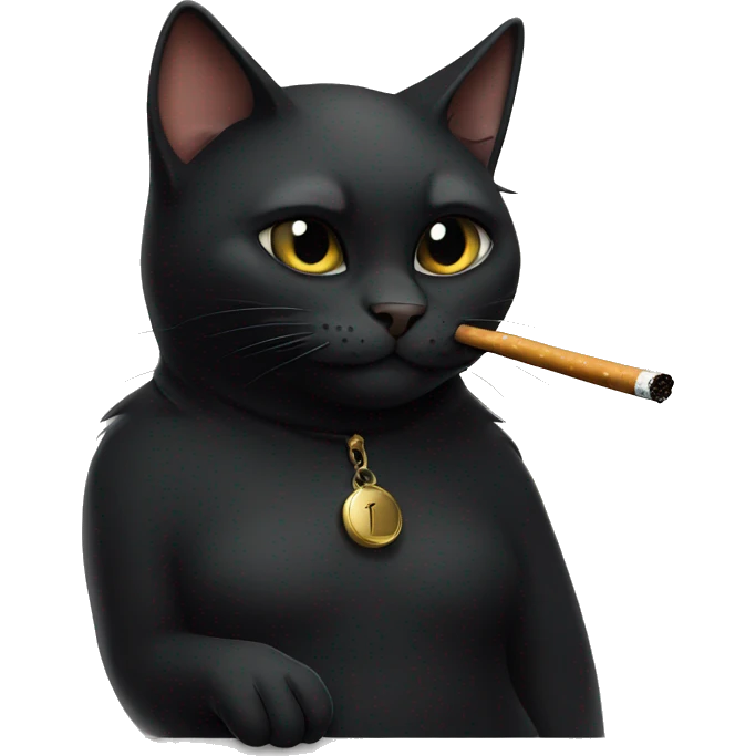 Black cat smoking a cigarette emoji