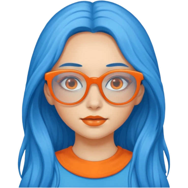 blue skinned orange glassed long haired girl emoji