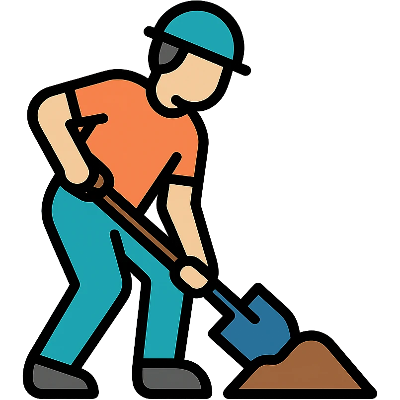 color outline icon of a man digging with a shovel emoji