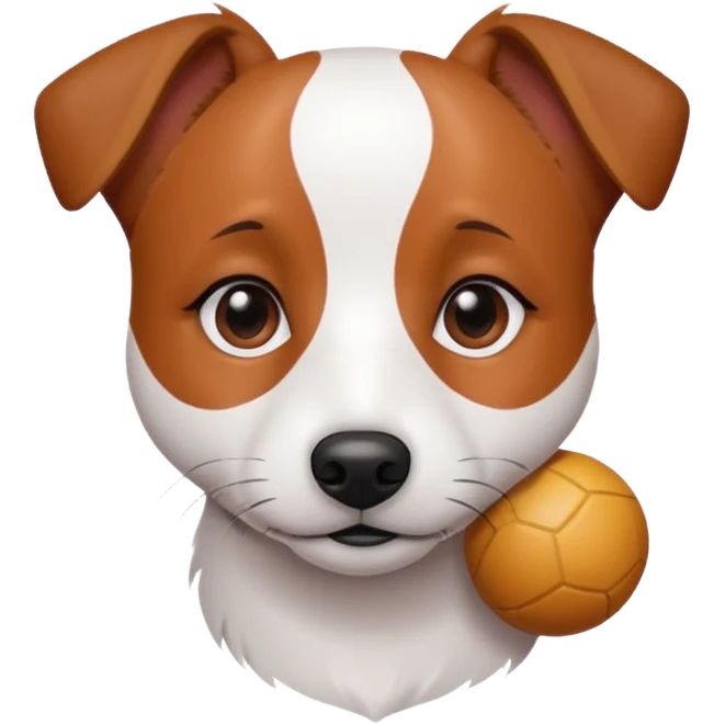 Chien jack Russel blanc avec deux tache marron sur ses yeux île dort en boule  emoji
