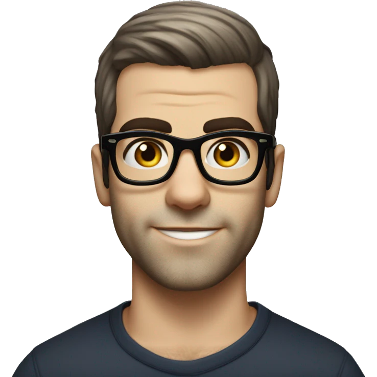 Zachary Quinto with glasses small head very short hair emoji