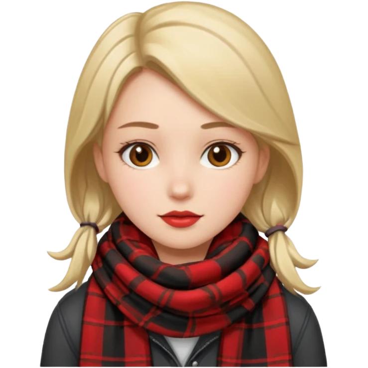 Girl with plaid scarf emoji