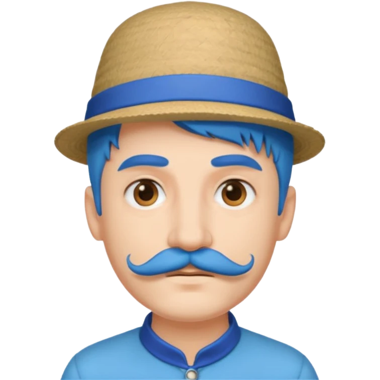 blue long haired man and small hat and mustache emoji