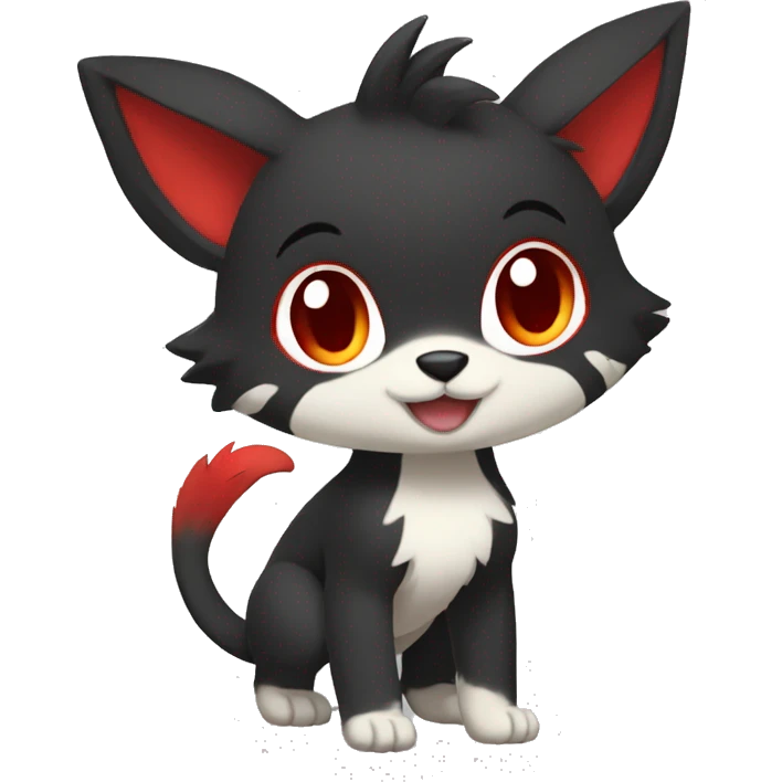 Cute cool black red animal hybrid Fakemon full body emoji