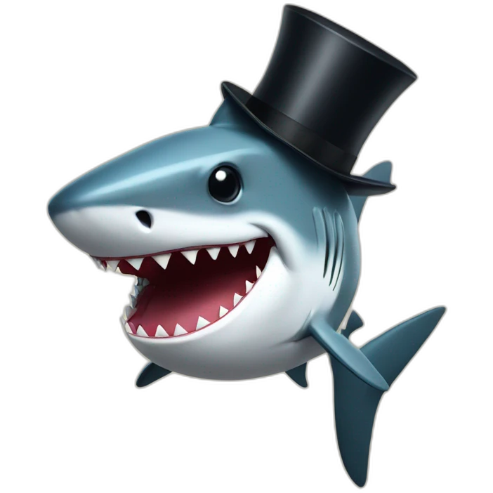 Shark with a top hat emoji