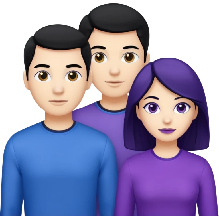 4people 2 men and 2 women. with black hair and white skin. ready to create a team. with blue and purple clothes emoji