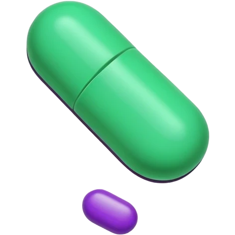 half purple half green pill emoji