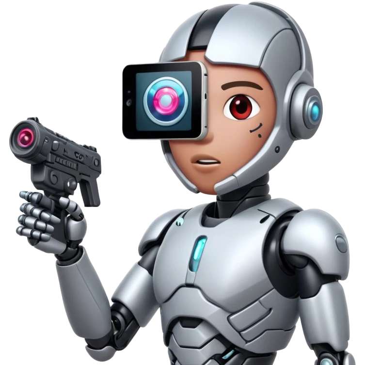 cyborg shooting a video emoji