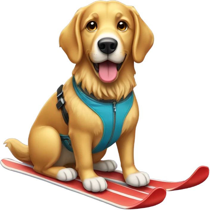 Golden Retreiver skiing emoji