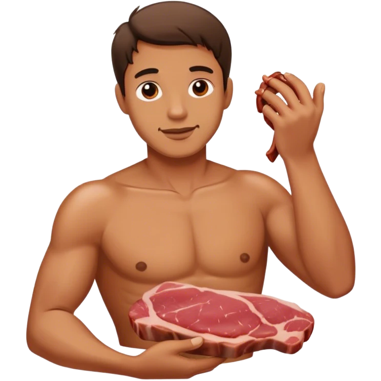 Man rubbing meat emoji