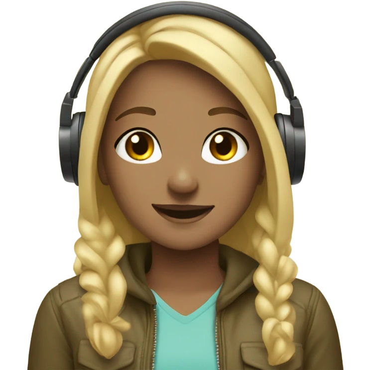blonde girl with headphones outdoors freckles emoji