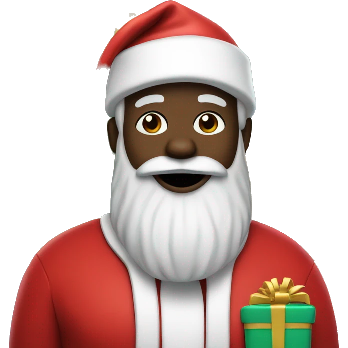 Black Santa next to a tree with presents  emoji