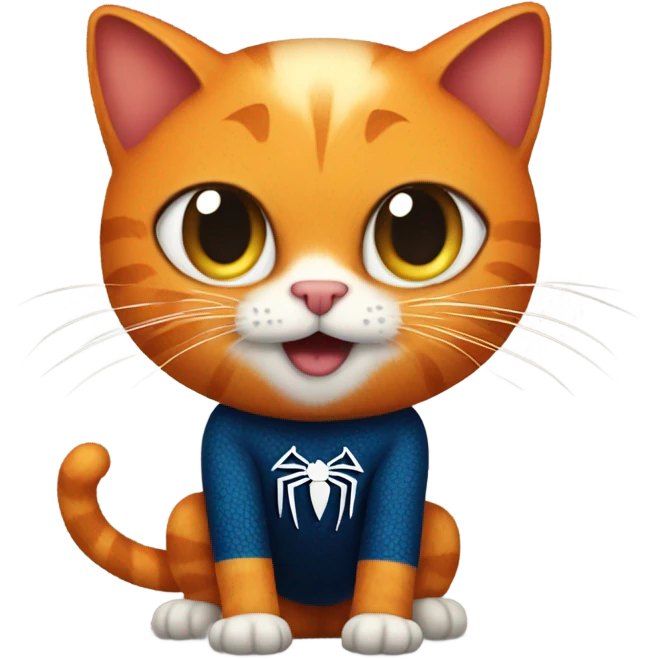 orange cat with spiderman mask cute emoji