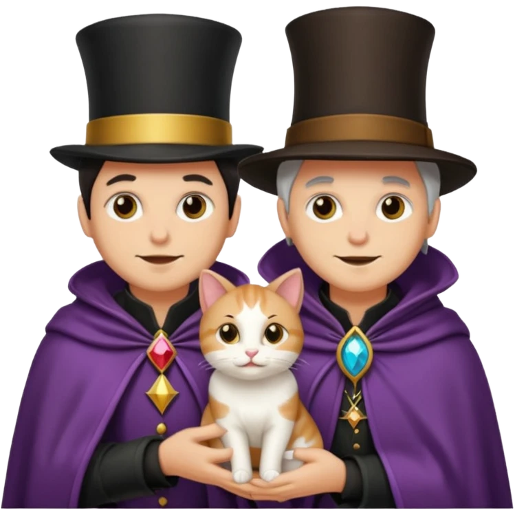 magician couple and their pet cat emoji